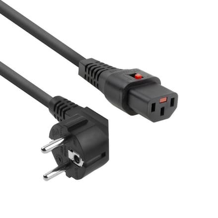 ACT Netsnoer Schuko CEE 7/7 male (haaks) - C13 IEC Lock zwart 2 m, EL182S AK5040