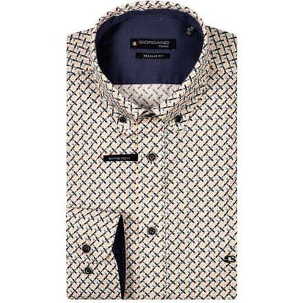 Giordano Overhemd Ivy Button Down Abstract Graphic Pattern Oranje-Multi / male