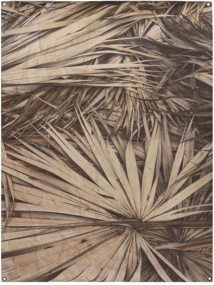 Decoris wanddoek palmblad 90x120cm beige linnen set van 2 decoratie.