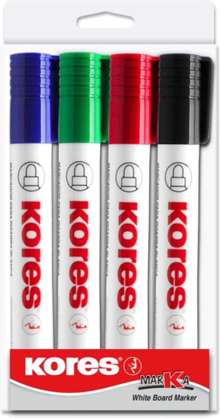 Kores whiteboard markers rond assorti etui 4 stuks