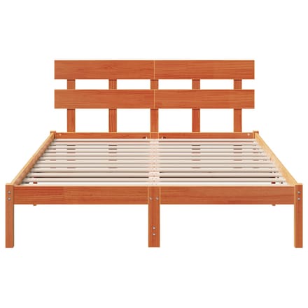 vidaXL - Bedframe - met - hoofdeinde - Bruin - 150 - x - 200 - cm - Massief - grenenhout