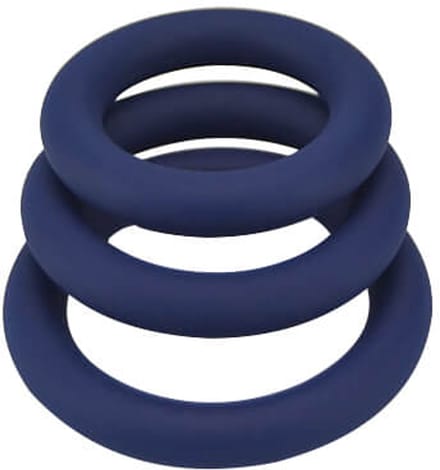 Power Escorts Silicone Cockring 3-Pack – Blauw – br-n11080