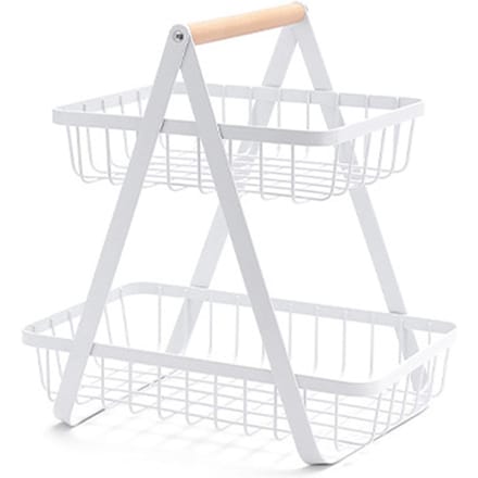 2-laags fruitmand kampeer metalen draad fruitmand opslag houder groenten snacks display standaard wit