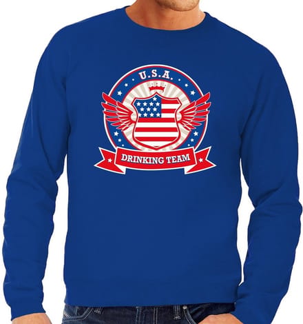 Blauw USA drinking team sweater blauw heren - Amerika kleding L