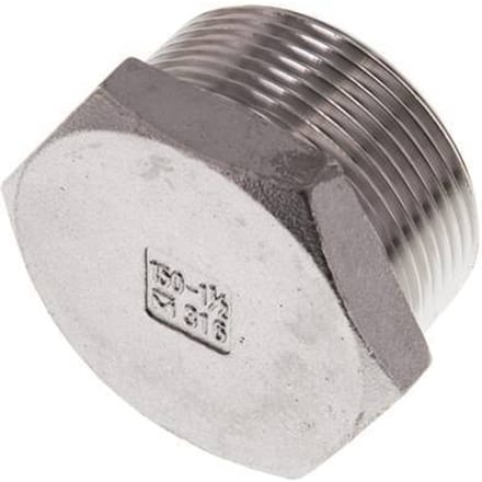 Plug R1 1/2" RVS met buitenzeskant 16 bar (224.8psi)
