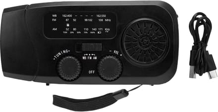 Dailygoods - Solar Hand Crank Noodradio met LED-zaklamp