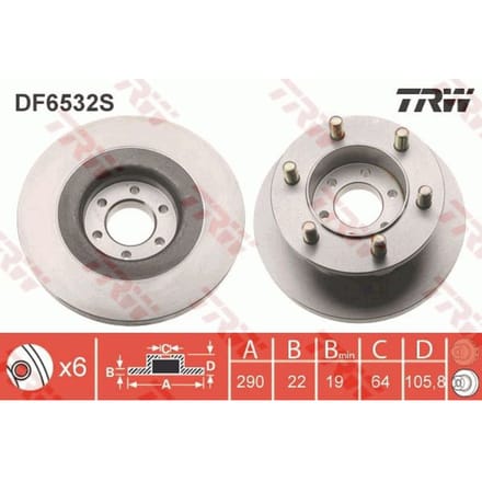 Remschijf TRW DF6532S, 1 Stuk