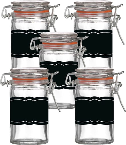 Weckpotje/inmaakpotje - 10x - 70 ml - glas - met beugelsluiting - incl. etiketten