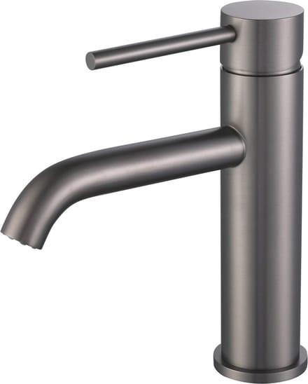 Wastafelkraan gun metal één-greeps bediening inclusief aansluitslangen