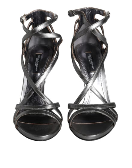 Kruisband Sandalen van Metallic Leder Hoge Hakken