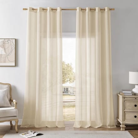 Transparante gordijnen met oogjes - Beige - 240 x 140 cm - Set van 2