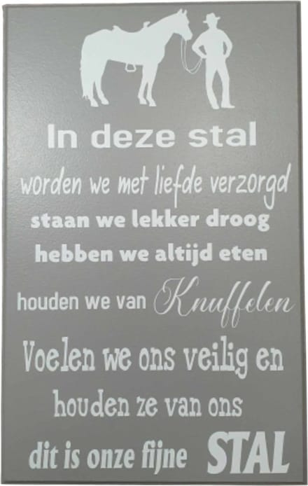 Spreuke - tekst bord in deze stal - paarden - wall art