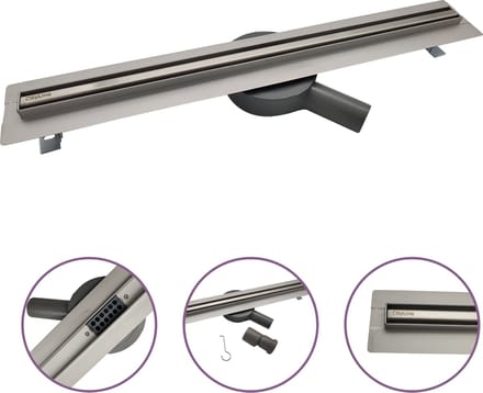 CityLine RVS douchegoot "Line" - 100 cm - Extra smal profiel - Draaibare zijuitloop - Lage inbouwdiepte
