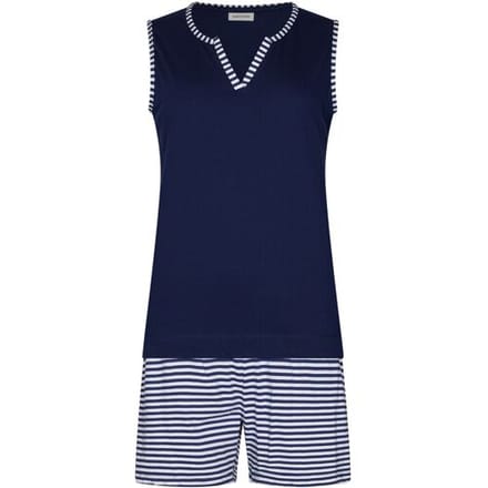Pastunette - Shortama- Midnight Stripes - Mouwloos - Katoen - Blauw - Maat 48