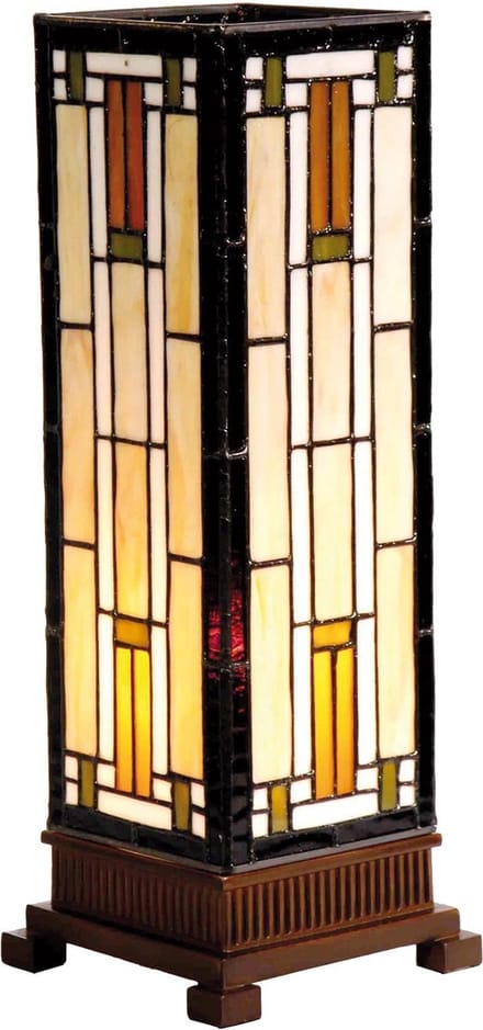 Lumilamp Tiffany Tafellamp 12x12x35 cm Beige Bruin Glas