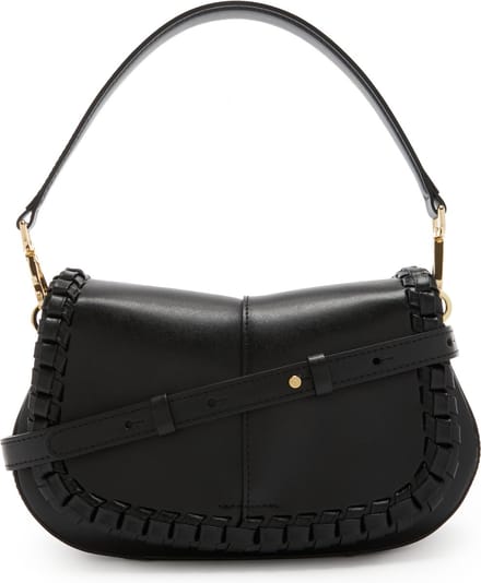 GIANNI CHIARINI Leren Schoudertas Helena Round Saddle Bag Nero Zwart