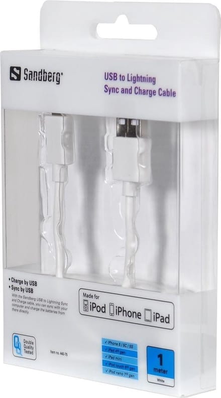 Sandberg USB to Lightning Sync and Charge Cable - 1m