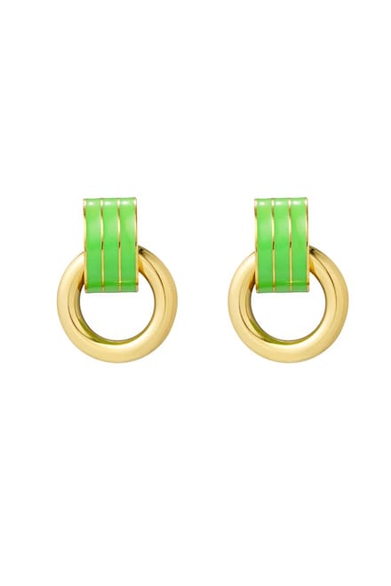YWG - oorbel dubbele laag - Groen/ Goud kleurig - 2.7 cm