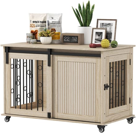 Pawhut Dog Cage-MDF, Staal-100L x 56B x 65H cm-Eiken