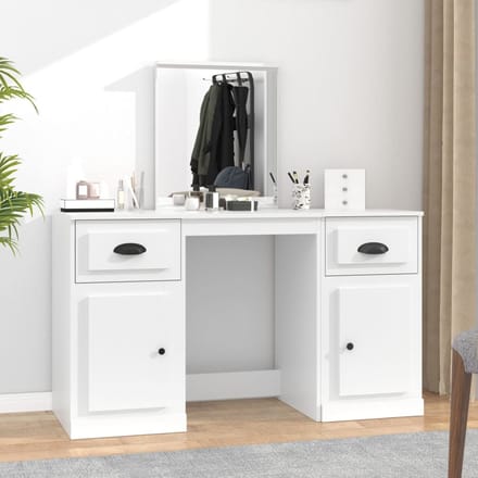 vidaXL - Kaptafel - met - spiegel - 130x50x132,5 - cm - wit