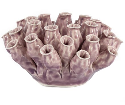 Waxinehouder keramiek papaver lila