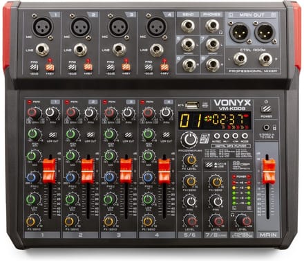 Mengtafel - Vonyx VM-KG08 - 8-kanaals mengpaneel Bluetooth, DSP, mp3 speler en USB audio interface