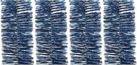 4x decoris kerstslinger-guirlande - donkerblauw - glanzend lametta - 270 cm
