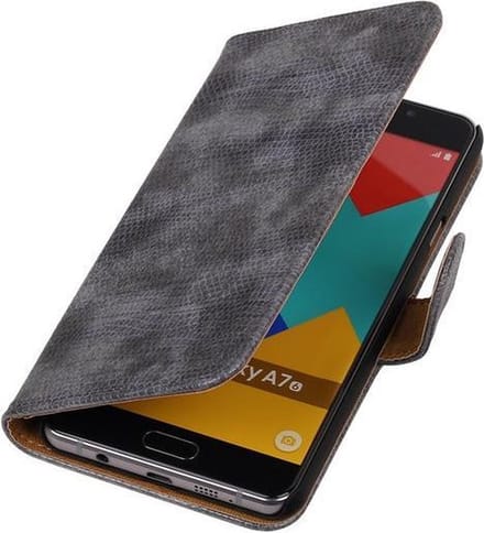 Grijs Mini Slang Booktype Samsung Galaxy A7 2016 Wallet Cover Hoesje