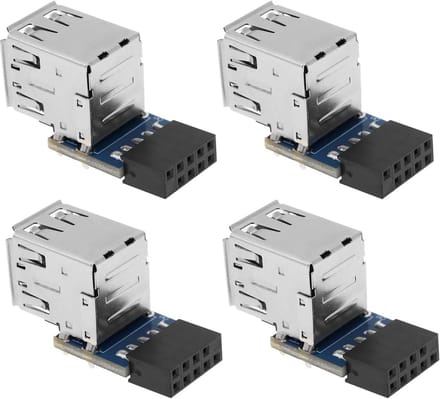 4x USB 2.0 Interne Header Adapter: 9-Pin/10-Pin Moederbord naar Dubbele USB 2.0 Type A & B Converter