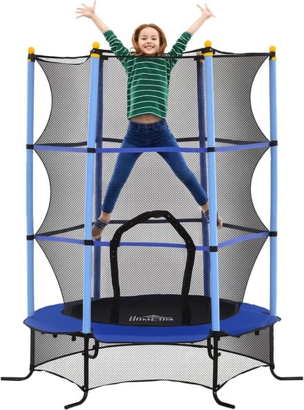 Kindertrampoline 163 cm met Veiligheidsnet en Dubbele Ritssluiting