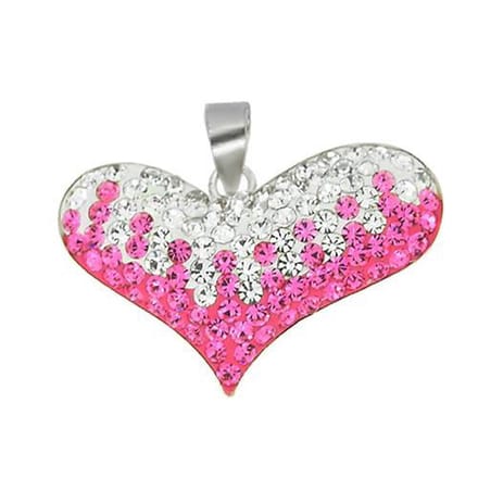 Blinx Jewels Zilveren Hanger Wit-Roos Hartje Steentjes Strass