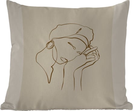 Tuinkussen - Vrouw - Line art - Quotes - Tekst - 40x40 cm - Weerbestendig