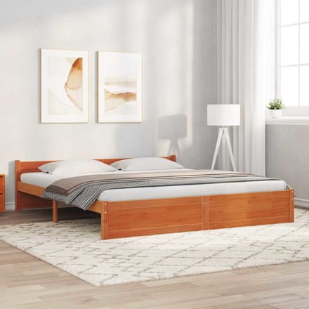 vidaXL - Bedframe - Wasbruin - 205,5 - x - 205,5 - x - 51 - cm - Massief - grenenhout