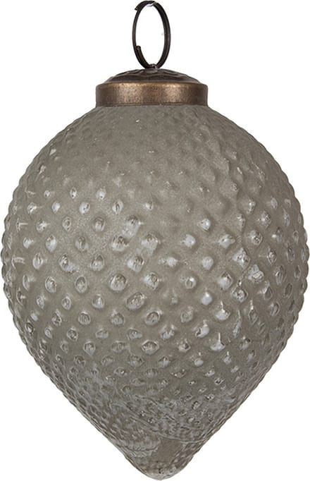 Clayre & Eef Kerstbal Overig Ø 8x10 cm Grijs Glas Kerstballen