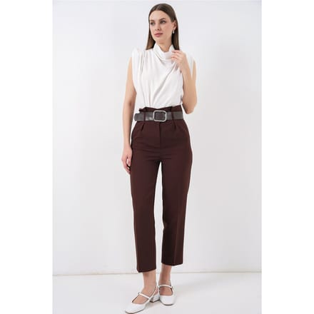 Enkelhoge Rechte Broek met Strik
