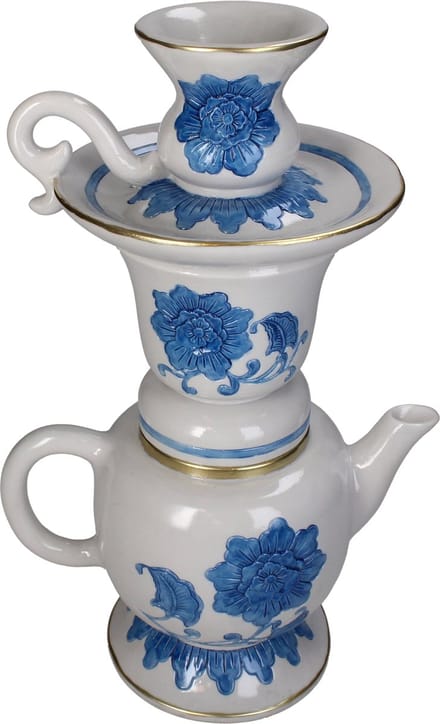 Vase Cup Saucer Polyresin Blue 23x16x36.5cm