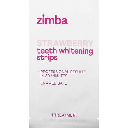Zimba, bandes de blanchiment des dents, saveur fraise, 14 traitements white