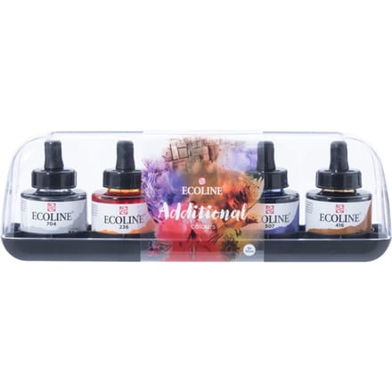 Inkt Talens Ecoline met pipet additional set à 5 ass