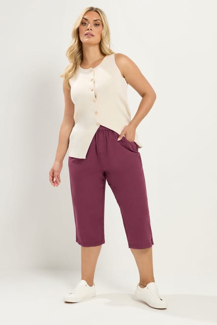 Yours Kersenrode Cropped Broek Size 54-56
