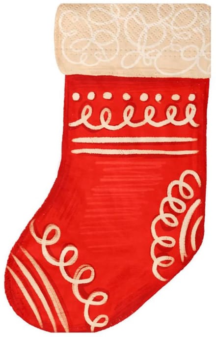 10 kerstservetten in de vorm van kerstsokken, 33x21cm