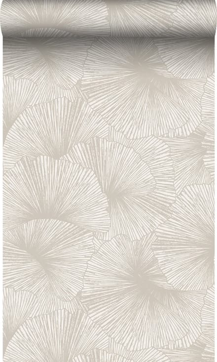 Origin Wallcoverings behang 3D-motief bladeren warm grijs - 53 cm x 10.05 m - 348005