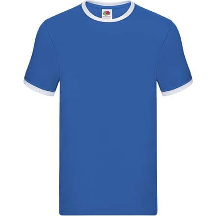 Fruit of the Loom Heren Ringer T-Shirt (Koningsblauw/Wit)