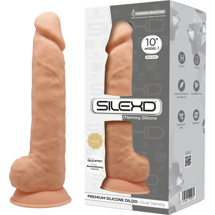 SILEXD – Dual Density siliconen beige dildo met balzak – 26.6 cm