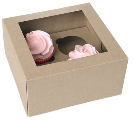 House of Marie Cupcake Doos 4 Kraft - 9 x 9 x 9cm - pk/2