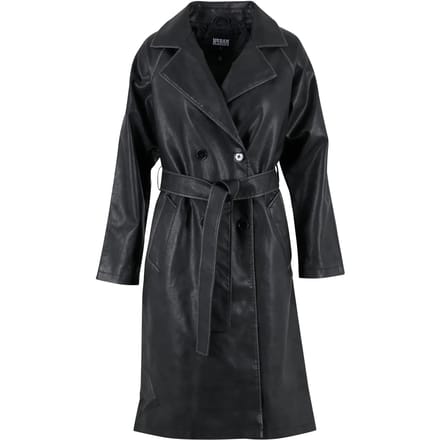 Urban Classics - Vintage Leather Trenchcoat jas - M - Zwart