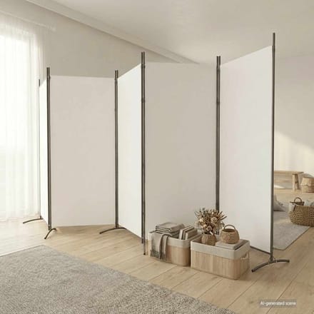 vidaXL - Kamerscherm - met - 5 - panelen - 433x180 - cm - stof - wit