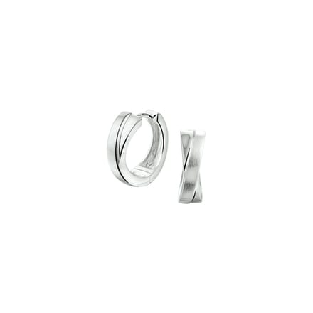 Glams klapoorringen poli/mat - 14 mm - Zilver