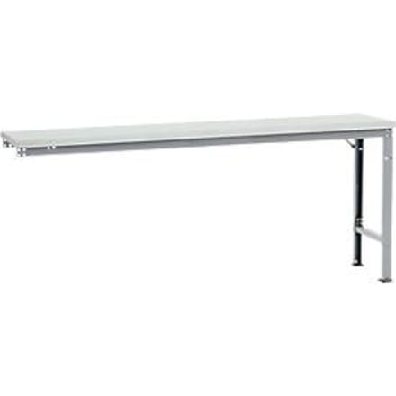 Manuflex aanbouwtafel UNIVERSAL Speciaal, 2000 x 800 mm, melamine lichtgrijs, aluminium zilver