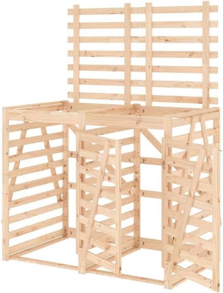 Containerberging dubbel - Afvalbak opbergkast - Tuin opruimen - Massief grenenhout - Niet gespecificeerd - Natuurlijk