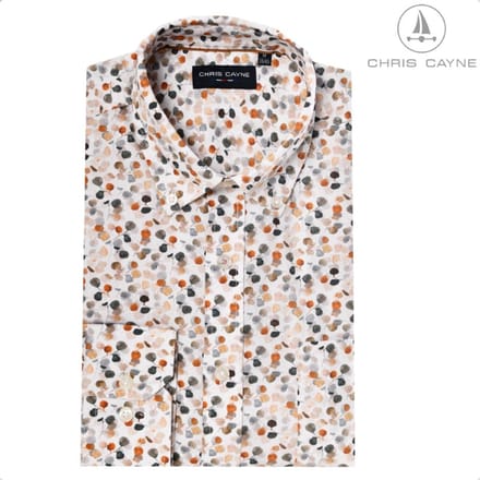 Blouse 1232 bruin/oranje print LM Chris Cayne - maat M